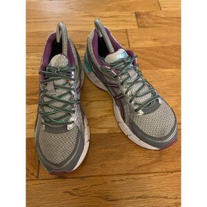 Asics Womens Athletic Running Shoes Size 8 Gray Purple Mesh Comfort Lightweight